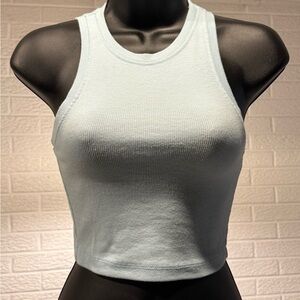 Baby Blue Sleeveless Crop Tank‎ Top Fitted